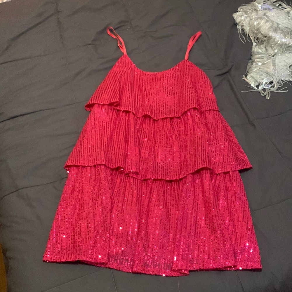 pink sequin layer dress from amazon, worn once